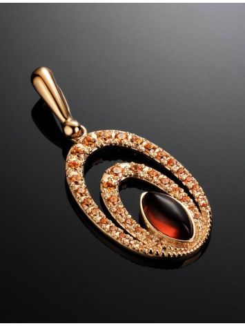 Gold Amber Pendant With Champagne Crystals The Raphael, image , picture 2