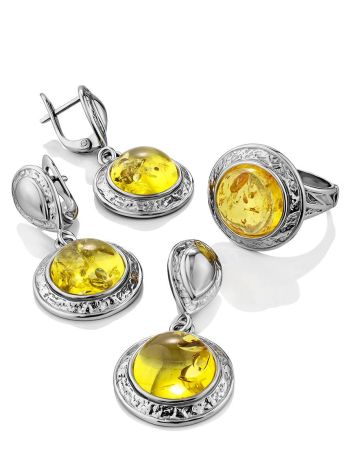 Round Amber Pendant In Sterling Silver The Hermitage, image , picture 5