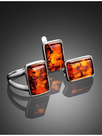Geometric Silver Pendant With Amber The Copenhagen, image , picture 4