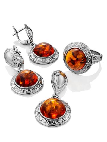 Round Amber Pendant In Sterling Silver The Hermitage, image , picture 5
