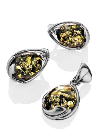 Tear Drop Amber Pendant In Sterling Silver The Selena, image , picture 5