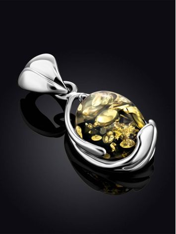 Tear Drop Amber Pendant In Sterling Silver The Selena, image , picture 2