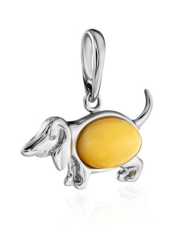 Silver Puppy Pendant With Honey Amber, image , picture 3