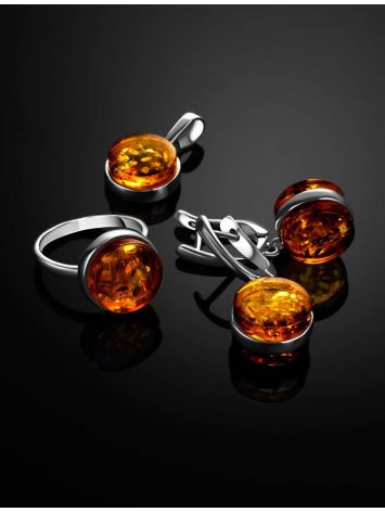 Round Silver Pendant With Lemon Amber The Furor, image , picture 4
