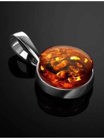 Round Silver Pendant With Lemon Amber The Furor, image , picture 2