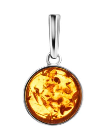 Round Silver Pendant With Lemon Amber The Furor, image , picture 3