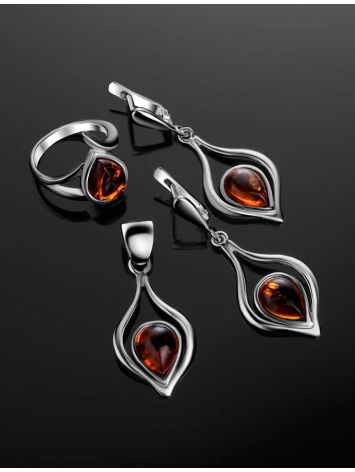 Sterling Silver Pendant With Cognac Amber The Fiori, image , picture 4