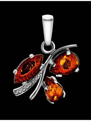 Amber Silver Floral Pendant The Verbena, image , picture 2