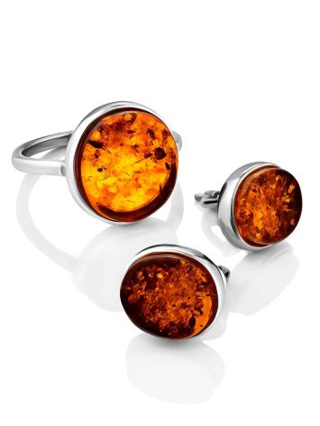 Minimalist Design Silver Amber Ring The Monaco, Ring Size: 13 / 22, image , picture 5
