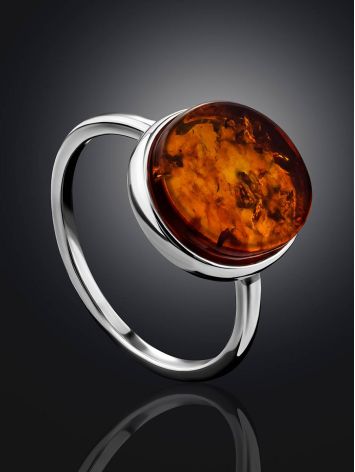 Minimalist Design Silver Amber Ring The Monaco, Ring Size: 13 / 22, image , picture 2