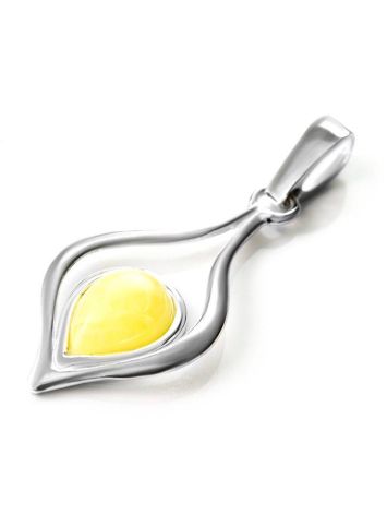 Lovely Silver Pendant With Honey Amber The Fiori, image , picture 3