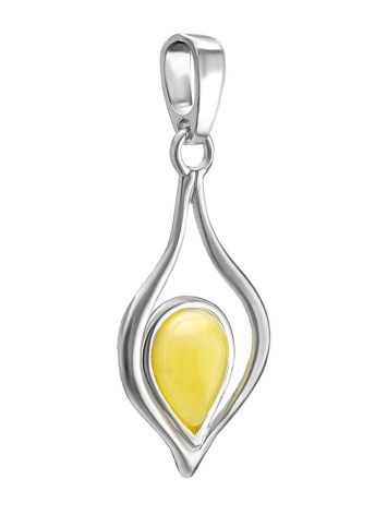 Lovely Silver Pendant With Honey Amber The Fiori, image , picture 4