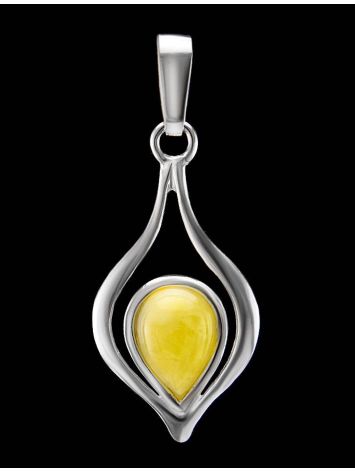Lovely Silver Pendant With Honey Amber The Fiori, image , picture 2
