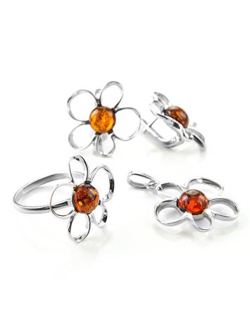 Cute Amber Pendant In Sterling Silver The Daisy, image , picture 4