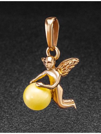 Golden Pendant With White Amber The Angel, image , picture 2