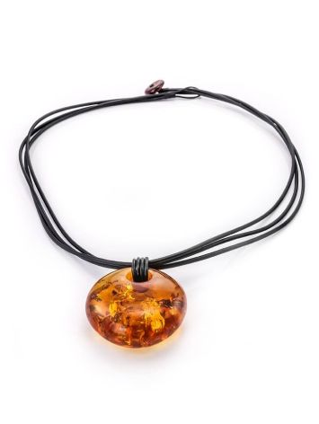 Cognac Amber Pendant Necklace, image , picture 4