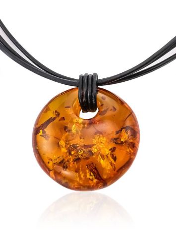 Cognac Amber Pendant Necklace, image , picture 2