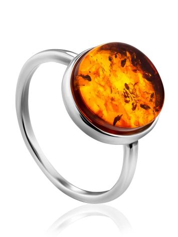 Minimalist Design Silver Amber Ring The Monaco, Ring Size: 9.5 / 19.5, image 