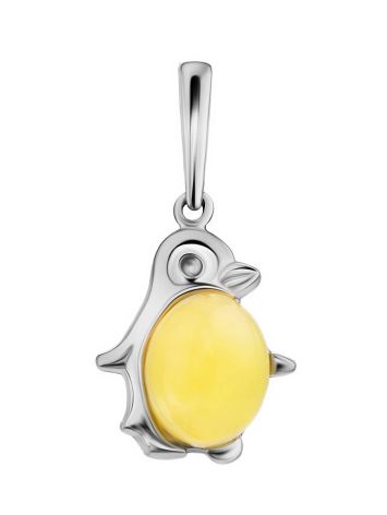 Silver Penguin Pendant With Honey Amber, image , picture 2