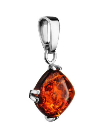 Square Amber Pendant In Silver The Byzantium, image 