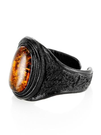 Ethnic Style Leather Amber Ring The Nefertiti, Ring Size: Adjustable, image , picture 3