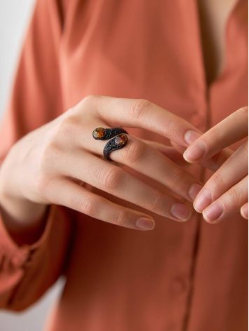 Safari Style Leather Amber Ring The Nefertiti Collection, Ring Size: Adjustable, image , picture 4