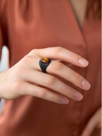 Ethnic Style Leather Amber Ring The Nefertiti, Ring Size: Adjustable, image , picture 4