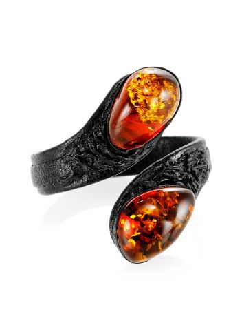 Safari Style Leather Amber Ring The Nefertiti Collection, Ring Size: Adjustable, image 