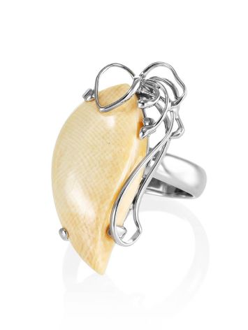 Bold Silver Ring With Mammoth Tusk The Era Collection, Ring Size: Adjustable, image , picture 3