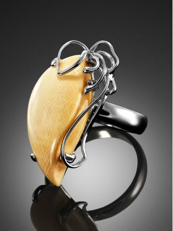 Bold Silver Ring With Mammoth Tusk The Era Collection, Ring Size: Adjustable, image , picture 2