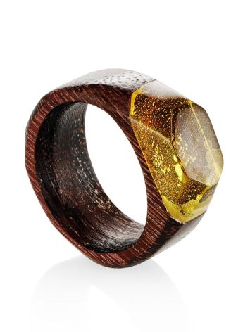 Ethnic Style Wood Amber Ring The Indonesia, Ring Size: 9 / 19, image 