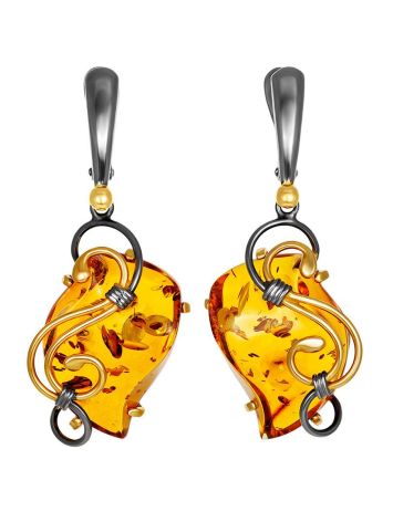 Filigree Design Silver Amber Dangle Earrings The Rialto, image 