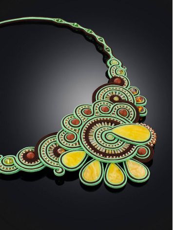 Handcrafted Braided Necklace With Natural Amber The India, image , picture 2