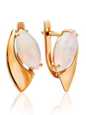 Refined Gold Opal Earrings, image 