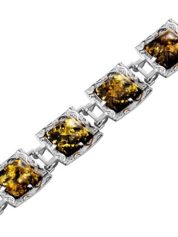 Geometric Design Silver Amber Link Bracelet The Hermitage, image , picture 4