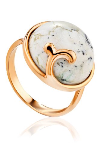 Classy Gilded Silver Opal Ring, Ring Size: 6.5 / 17, image 