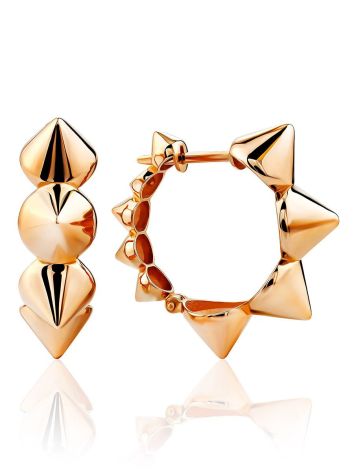 Trendy Gold Spike Hoop Earrings The Roxy, image 