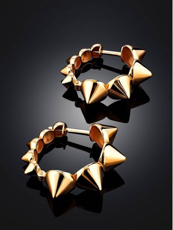 Trendy Gold Spike Hoop Earrings The Roxy, image , picture 2