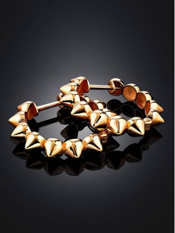 Glam Rock Style Gold Spike Hoop Earrings The Roxy, image , picture 2