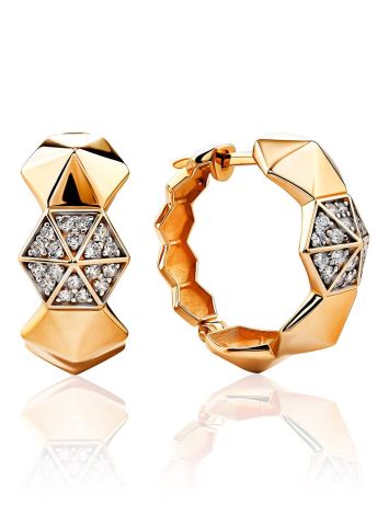 Fabulous Gold Crystal Hoop Earrings The Roxy, image 