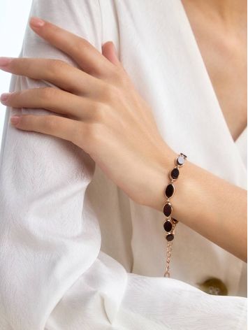 GILDED SILVER AMBER LINK BRACELET THE MONACO, Length: 17, image , picture 3