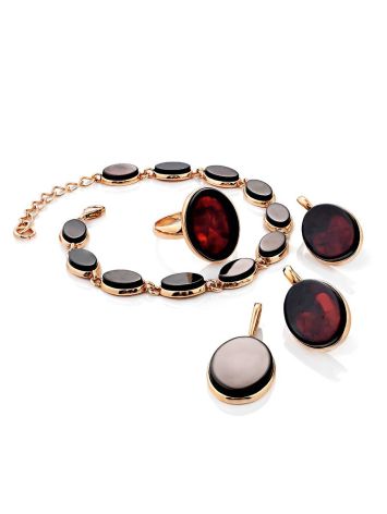 GILDED SILVER AMBER LINK BRACELET THE MONACO, Length: 17, image , picture 5