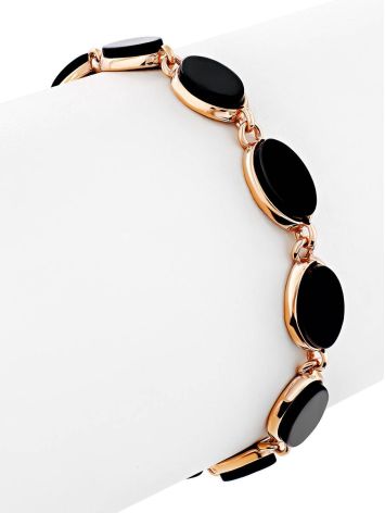 GILDED SILVER AMBER LINK BRACELET THE MONACO, Length: 17, image , picture 4