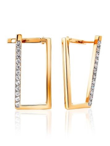 Rectangular Design Gold Crystal Earrings The Roxy, image 
