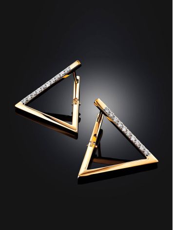 Gold Crystal Triangle Earrings The Roxy, image , picture 2