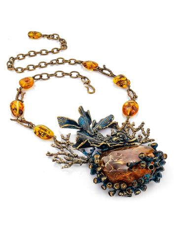 Voluminous Amber Brass Designer Necklace The Pandora, image , picture 4