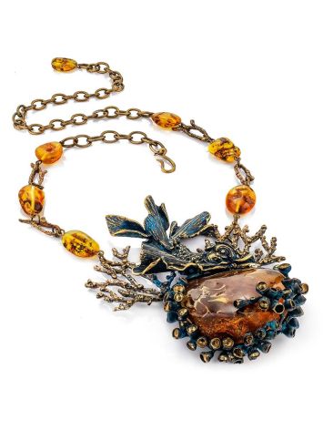 Voluminous Amber Brass Designer Necklace The Pandora, Length: 50, image , picture 4