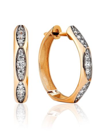 Glam Rock Style Gold Crystal Hoop Earrings The Roxy, image 
