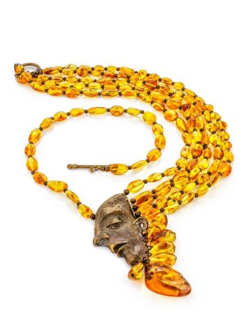 Multi Layer Amber Brass Necklace The Pandora, Length: 63, image , picture 3
