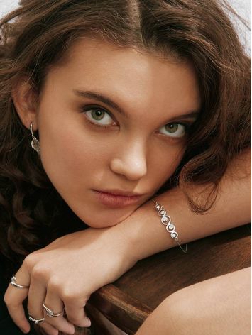 Silver Chain Bracelet With Geometric Central Part, image , picture 4